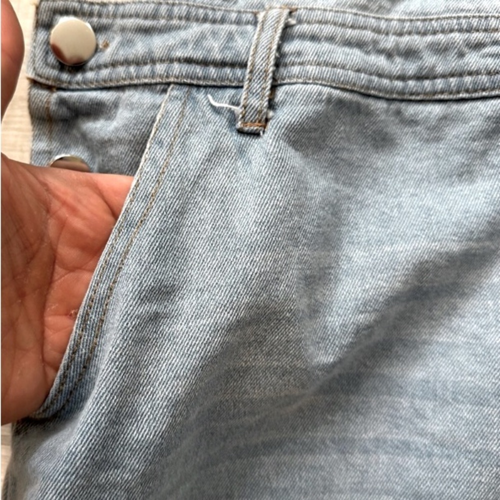 205 Collins Women’s Distressed Denim Overall Mini Skirt - Picture 4 of 7